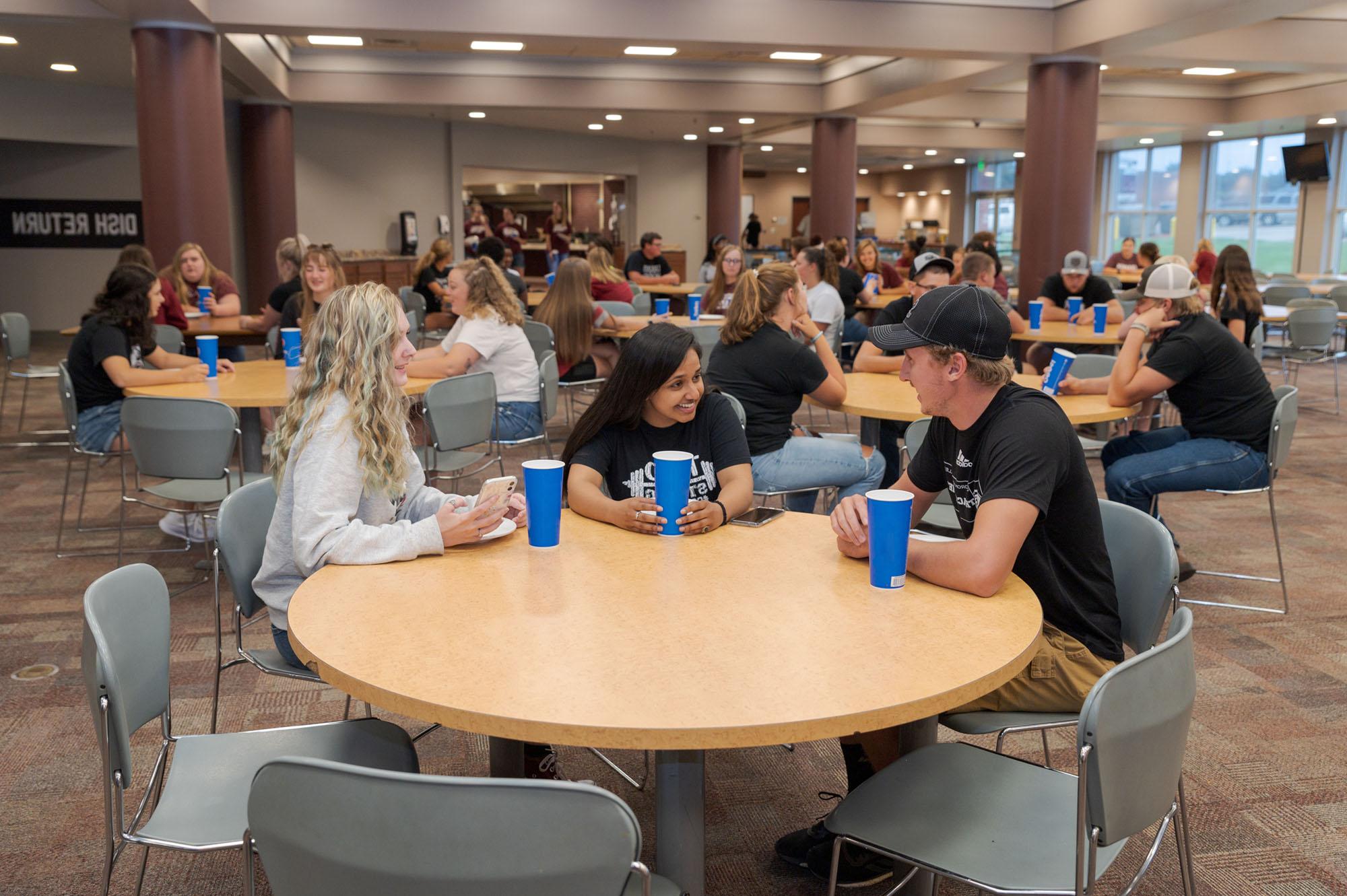 Students eating in the cafeteria
